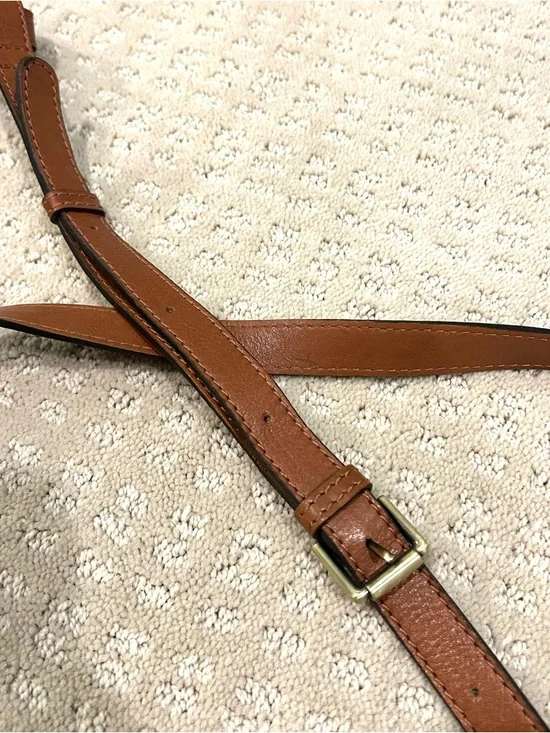 New Super Soft  Woven Leather Crossbody Bag - Tan/Brown - Picture 13 of 13
